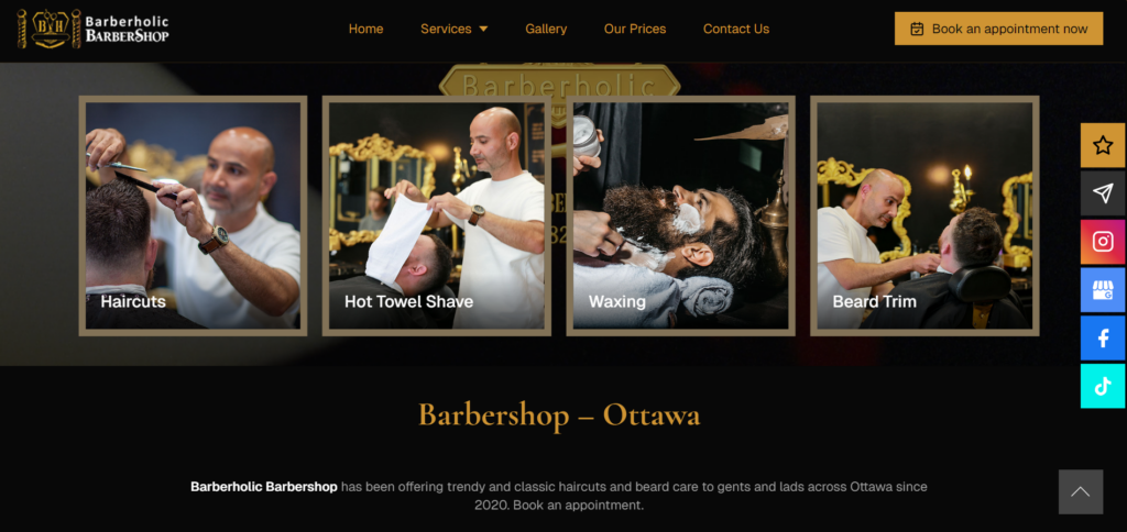 Barberholic Barbershop homepage